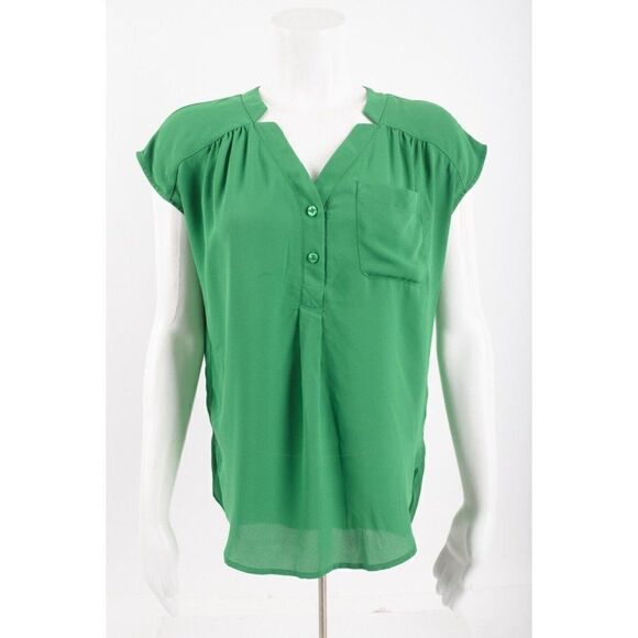 New York & Company Tops - New York & Company Womens Blouse Top Shirt L Green V-Neck sleeveless NWT